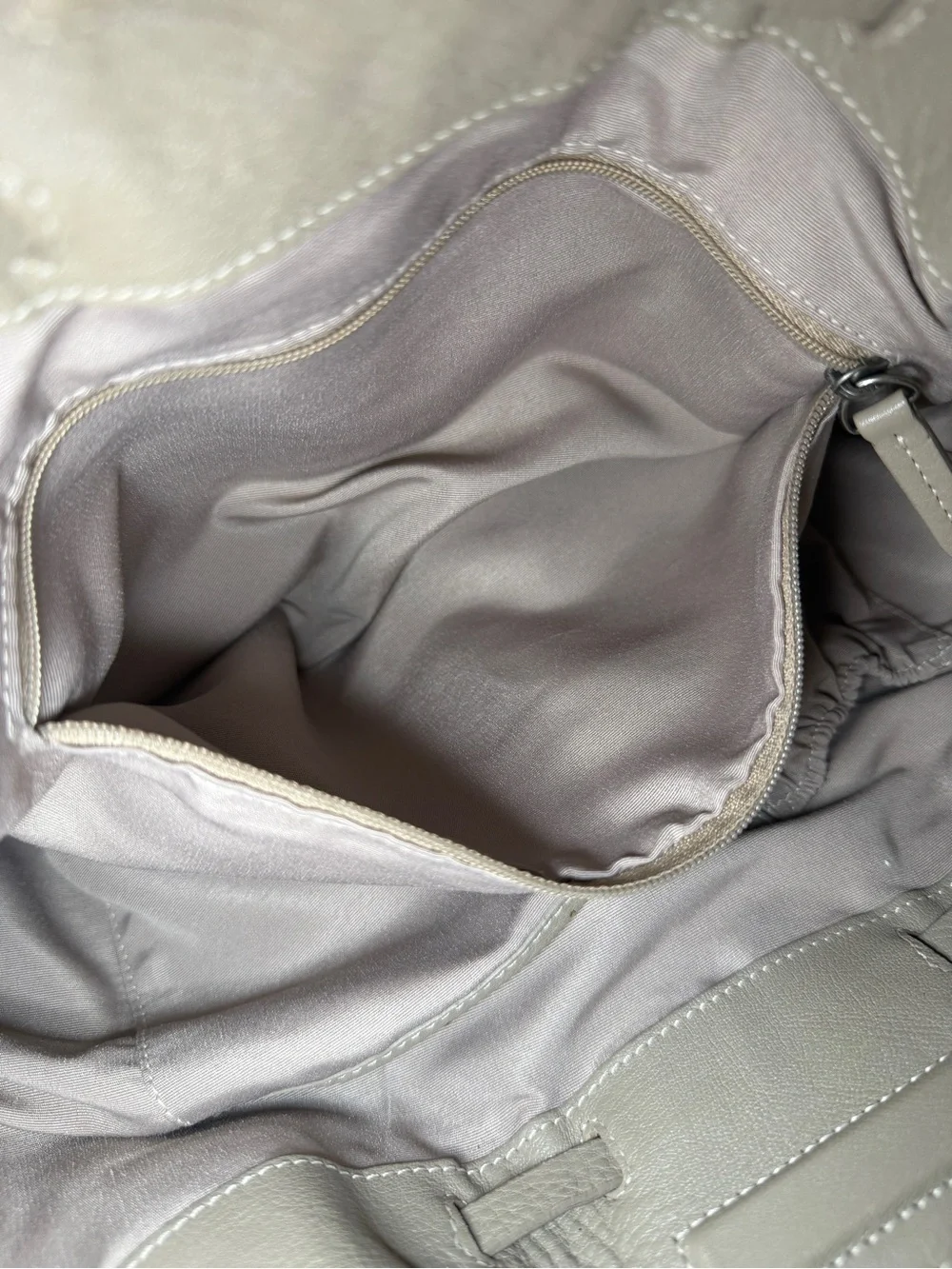 J. Jill Taupe Pebbled Leather Drawstring Bucket Bag Shoulder Purse Handbag